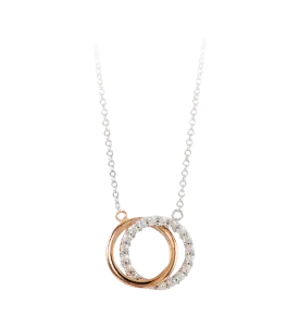 10k Swarovski Zirconia Twin pendant with adjustable 18" Rolo chain