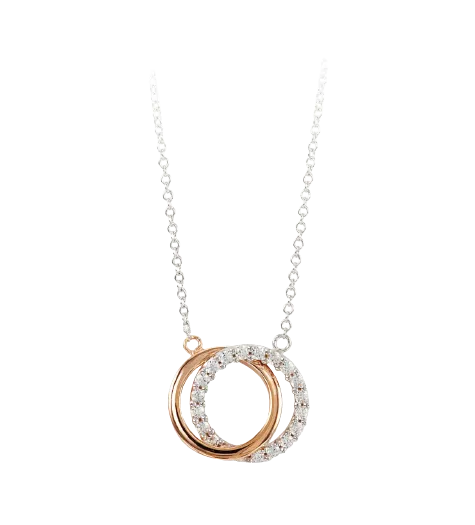 10k Swarovski Zirconia Twin pendant with adjustable 18" Rolo chain