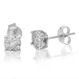 1/4 cttw Round Cut Lab Grown Diamond Stud Earrings For Women .925 Sterling Silver Prong Set