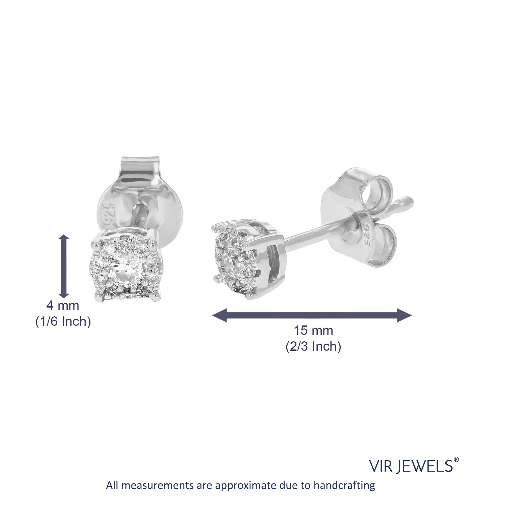 1/5 cttw Stud Earrings Made of Round Lab Grown Diamonds And 925 Sterling Silver Prong Setting