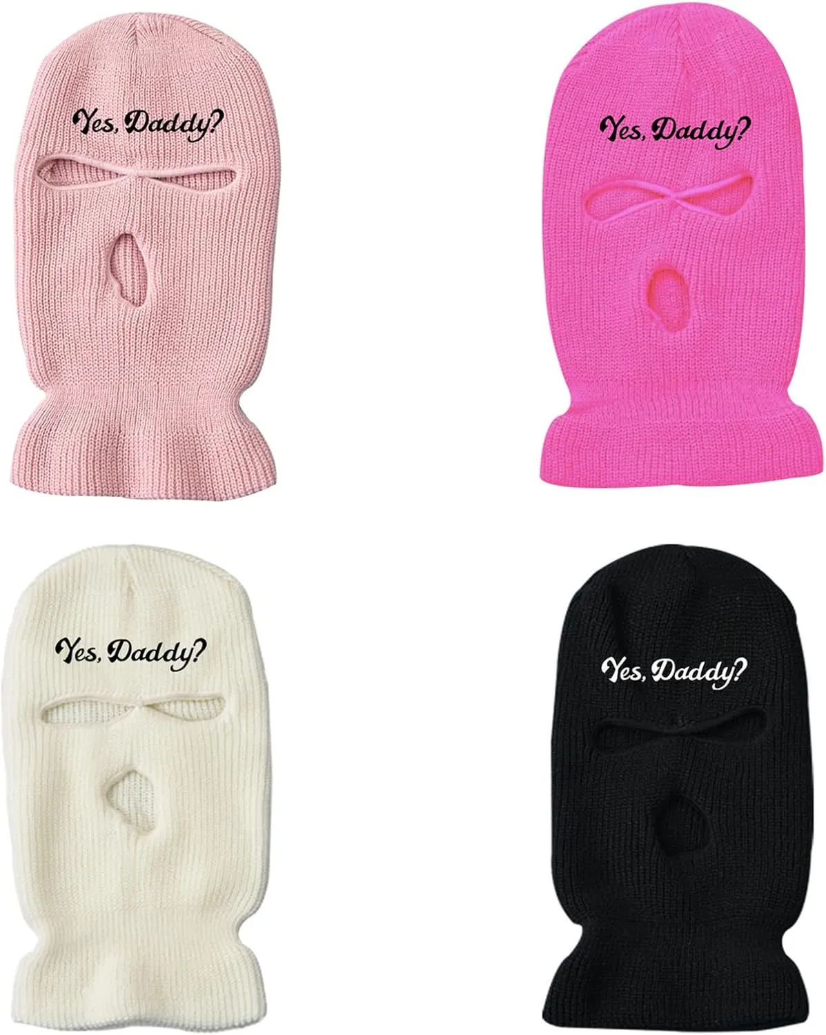 2 Pack 3 Hole Ski Masks, Yes Daddy Knitted Full Face Cover for Women, Balaclava for Winter Outdoor Sports