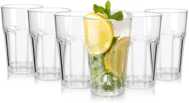 6 Pcs Plastic Tumblers, Unbreakable Water Cups, Reusable Drinking Cup for Kids and Adults, Stackable Acrylic Glasses for Camping Picnic Party Juice Cocktail Whiskey Wine (6pc-clear-300ml/10oz)