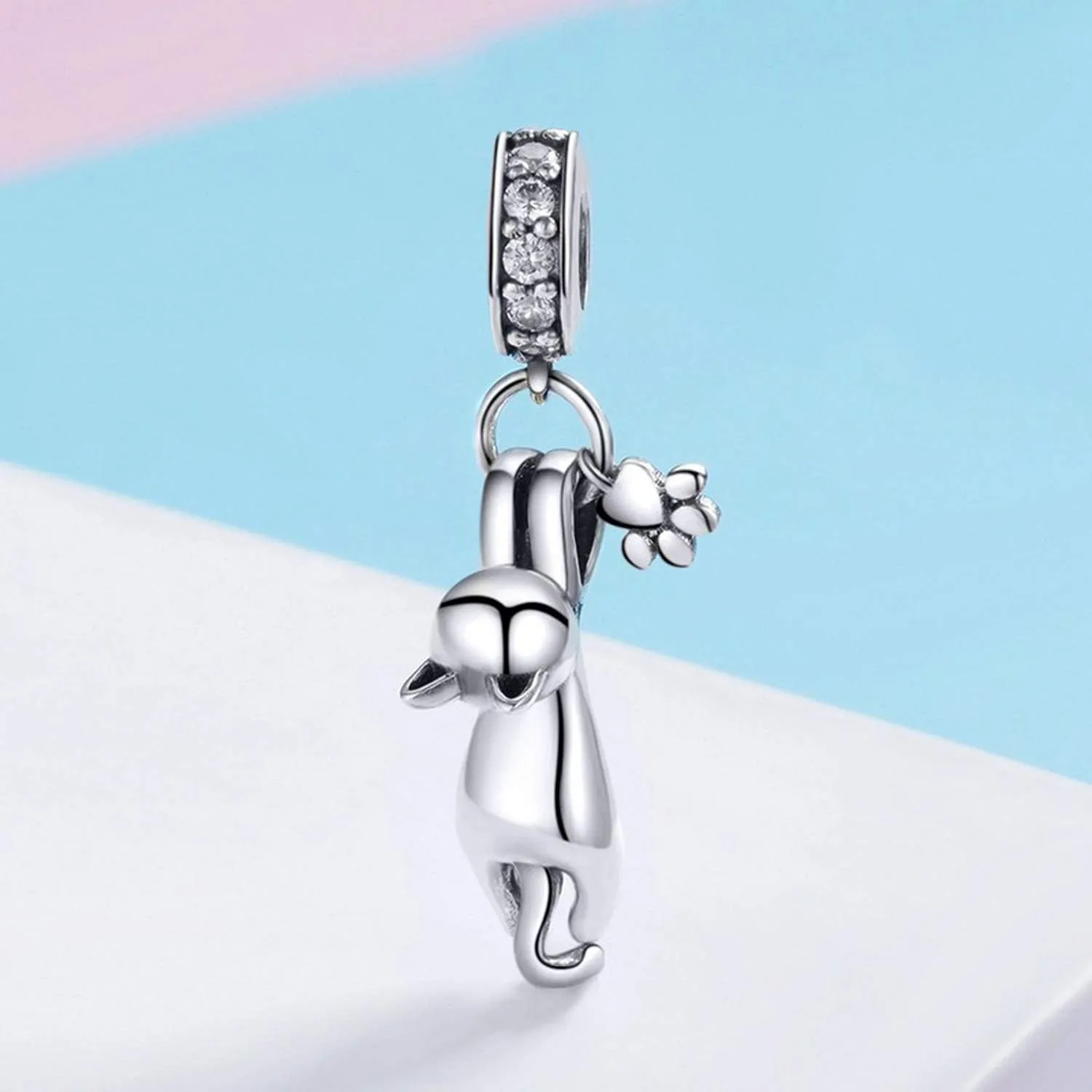 925 Sterling Silver High-Heeled Shoes Dangle Charms Clear CZ Charms Fit Snake Chain Bracelet and Necklace