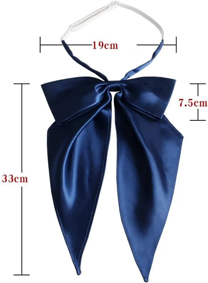 Big Cute JK School Uniform Anime Lolita Sailor Pre-tied for Womens Girls Solid Color Satin Bowtie Cosplay Event