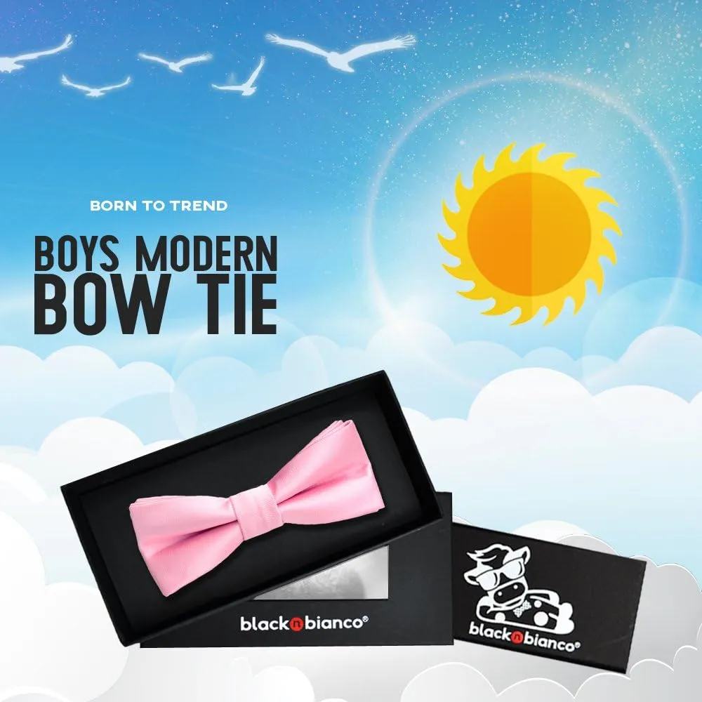 Black n Bianco Boys' Satin Modern Bow Tie Pre-Tied