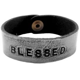 BLESSED Stamped Bracelet -Grey