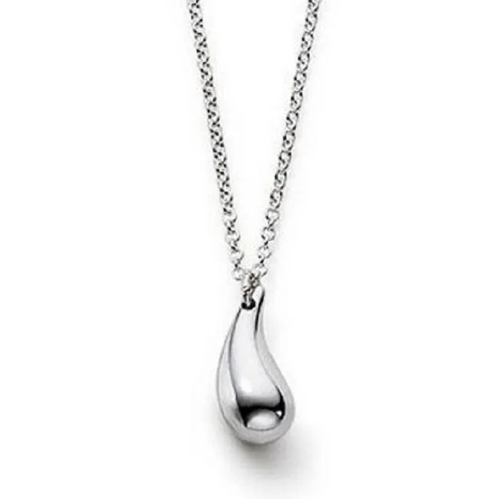 Contemporary Silver Teardrop Pendant Necklace for Women - Elegant 925 Sterling Silver Chain Jewelry