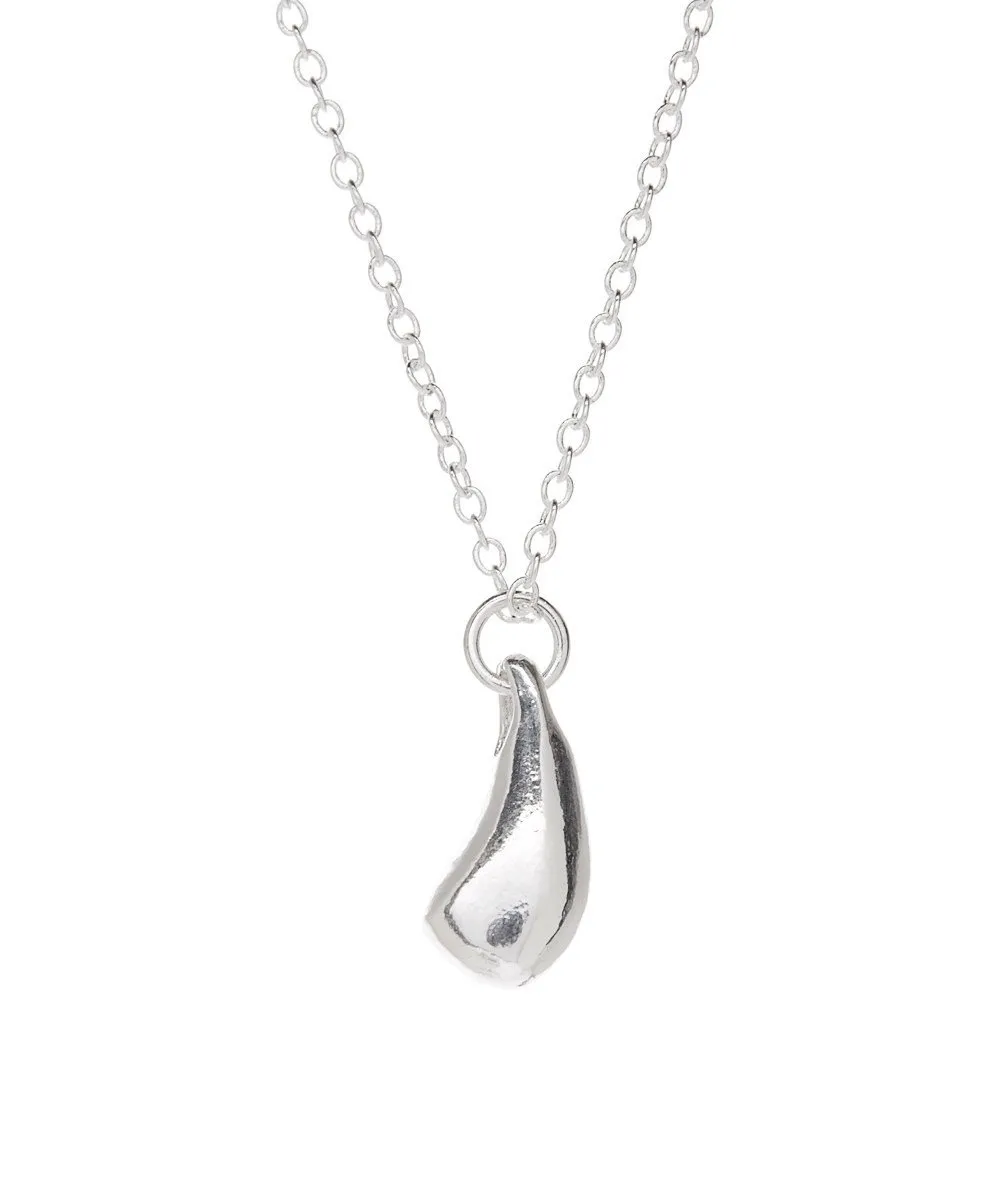 Contemporary Silver Teardrop Pendant Necklace for Women - Elegant 925 Sterling Silver Chain Jewelry