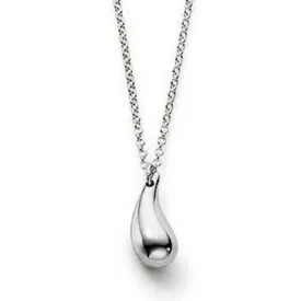 Contemporary Silver Teardrop Pendant Necklace for Women - Elegant 925 Sterling Silver Chain Jewelry