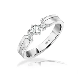 Couple Rings: Silver rhodium plated 3.25 mm 100 cuts CZ "O" solitaire ring