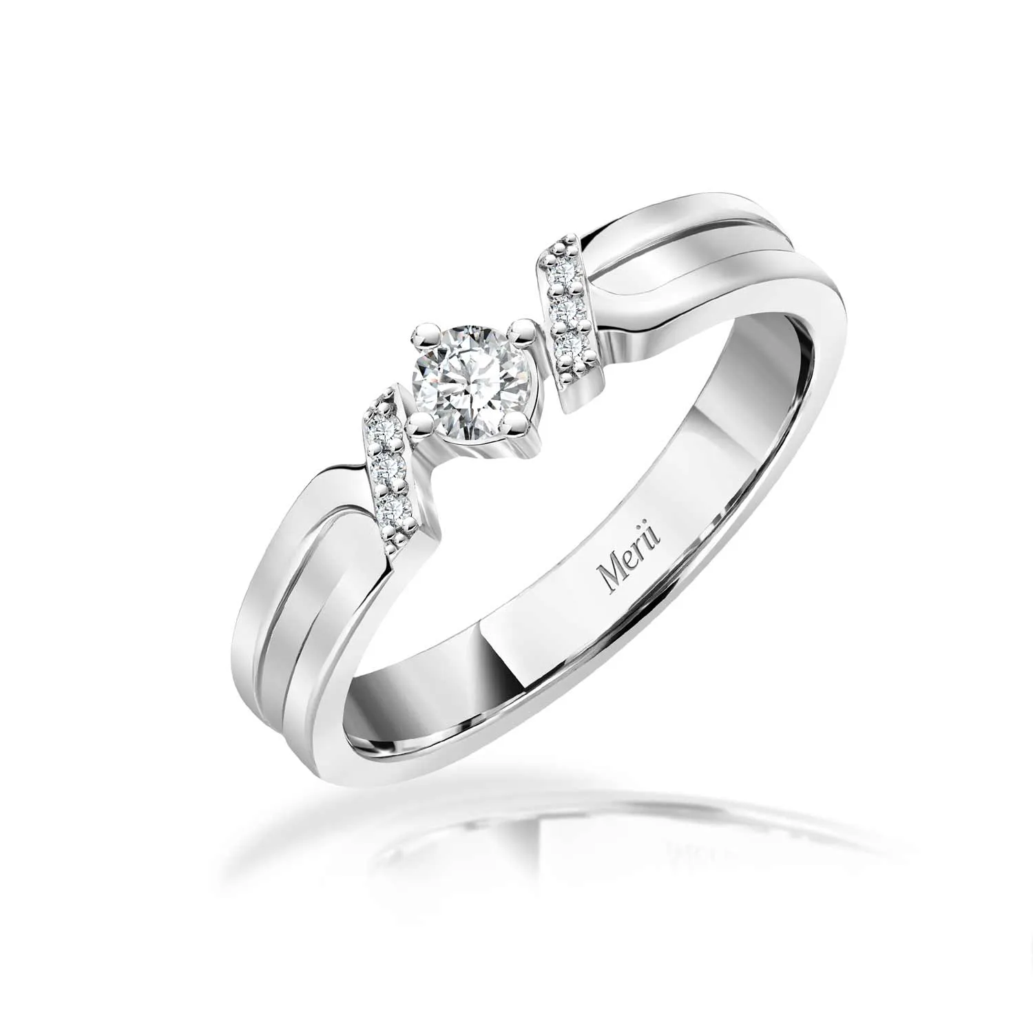 Couple Rings: Silver rhodium plated 3.25 mm 100 cuts CZ "O" solitaire ring