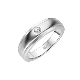 Couple Rings: Silver rhodium plated 4.2 mm 100 cuts CZ sandblasted band ring