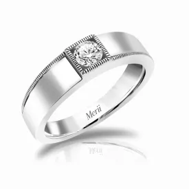Couple Rings: Silver rhodium plated 6.2 mm 100 cuts CZ embedded band ring