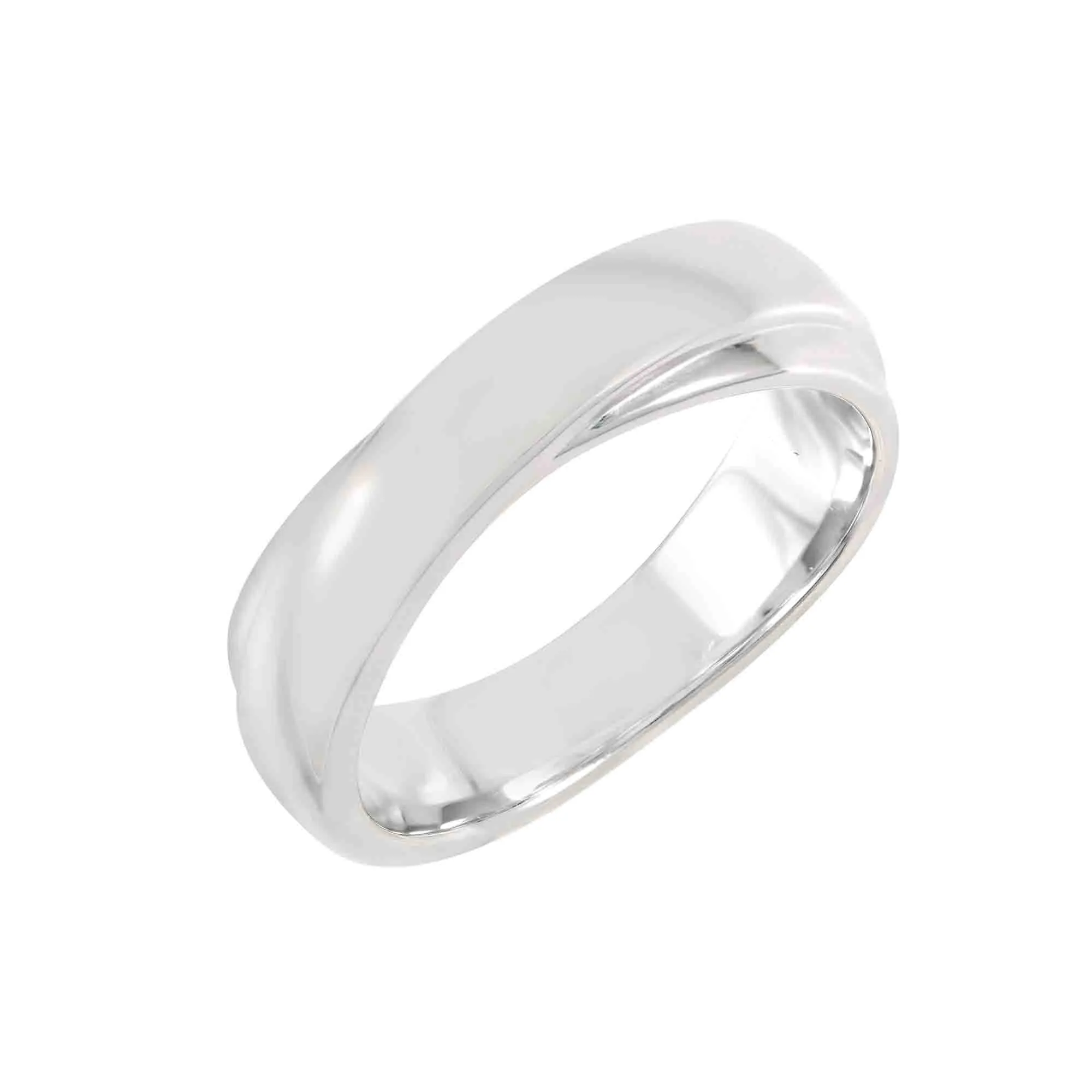 Couple Rings: Silver rhodium plated plain cross band ring