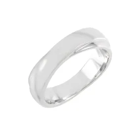 Couple Rings: Silver rhodium plated plain cross band ring