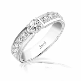 Couple Rings: Silver rhodium plated with 4 mm 100 cuts CZ half eternity band engagement ring