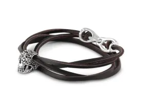 Day of the Dead Leather Bracelet - Silver
