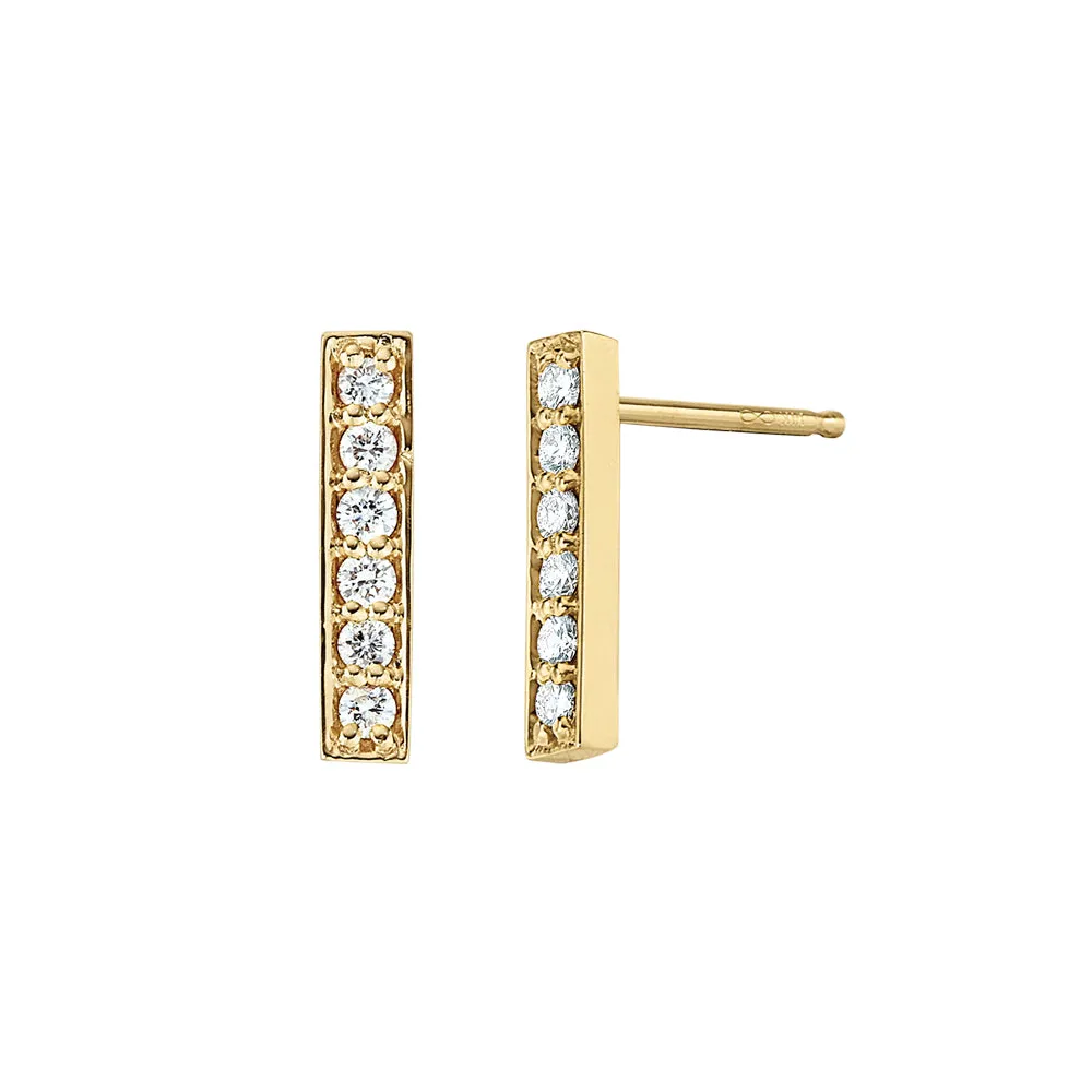 Diamond Gold Bar Earrings