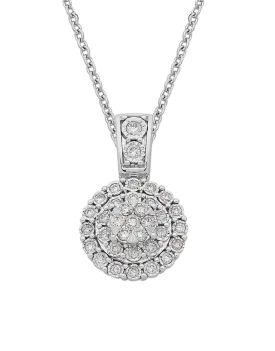Diamond Pendant - 10ct Diamond Set White Gold Pendant - 767653