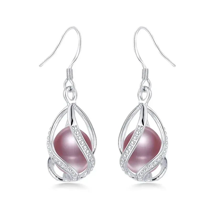 Elegant Crystal Water Drop Wave Pearl Earrings for Women Girls 925 Sterling Silver Genuine Natural Freshwater Pearls Jewelry