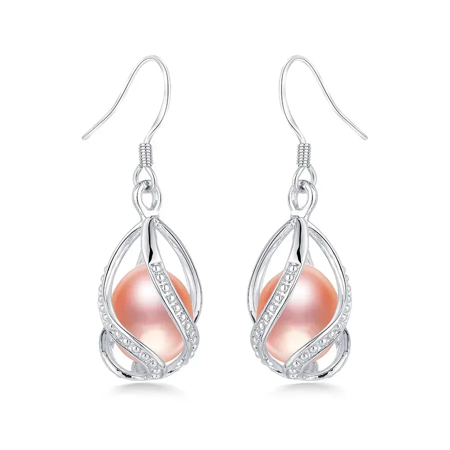 Elegant Crystal Water Drop Wave Pearl Earrings for Women Girls 925 Sterling Silver Genuine Natural Freshwater Pearls Jewelry