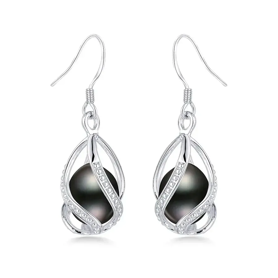 Elegant Crystal Water Drop Wave Pearl Earrings for Women Girls 925 Sterling Silver Genuine Natural Freshwater Pearls Jewelry
