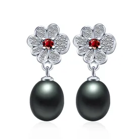 Elegant Plant Flower drop earrings,New Fashion Red Ruby dangle earrings,Best Price 925 silver jewelry