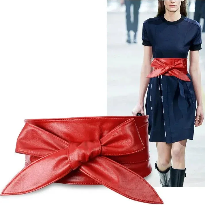 Faux Leather Bow Knot Cummerbunds Belt