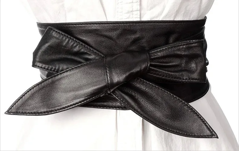 Faux Leather Bow Knot Cummerbunds Belt