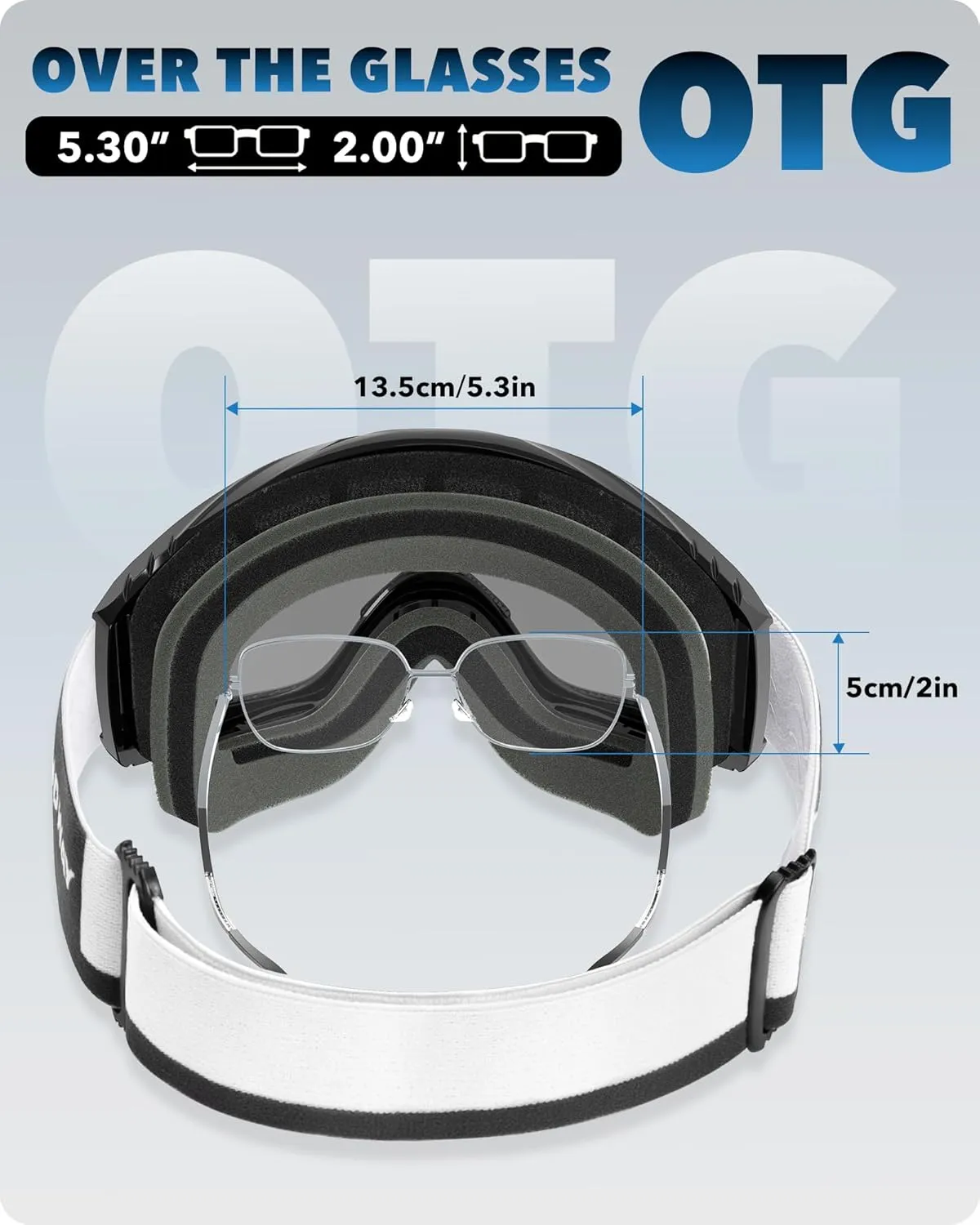 findway OTG Ski Goggles - Over Glasses Snow Snowboard Goggles for Men Women Adult & Youth - Anti-Fog 100% UV Protection