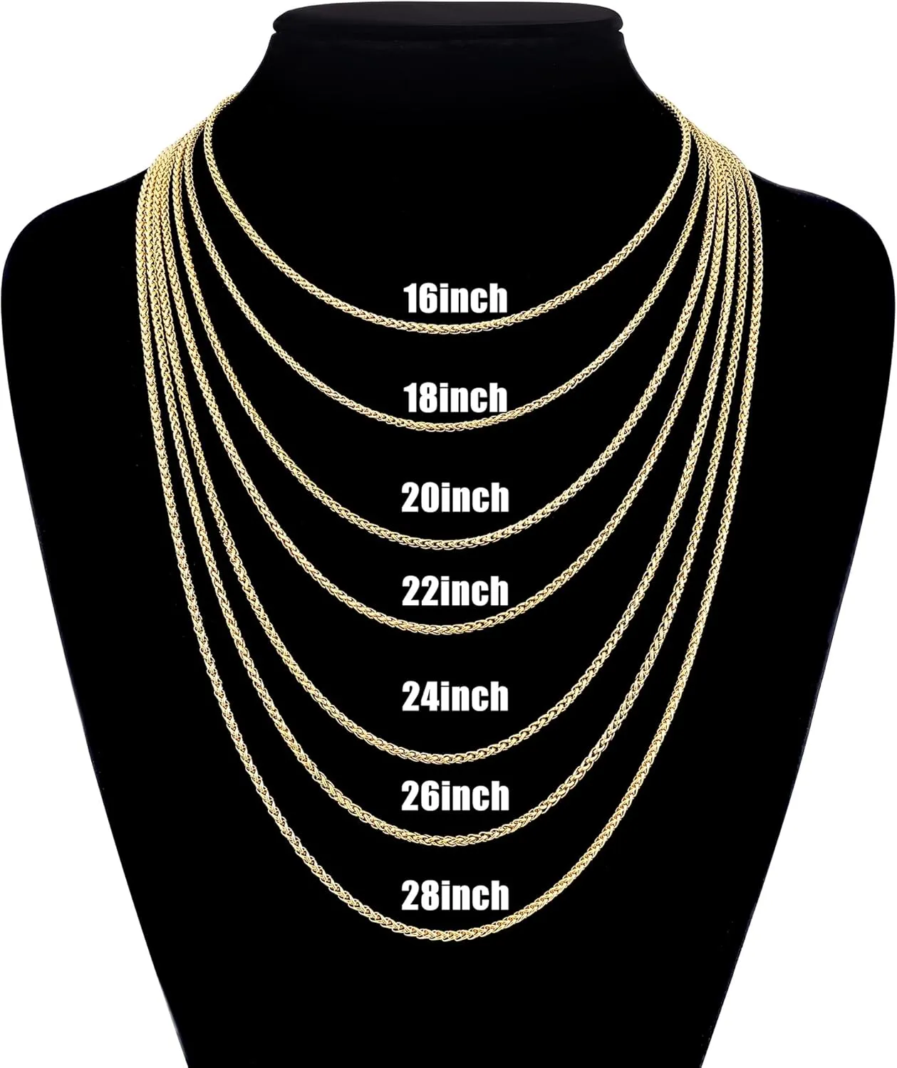 Fiusem Cross Necklace for Men, Gold Plated Mens Cross Necklaces with 2.5mm Chain, Stainless Steel Wheat Chain, 16-24 Inch