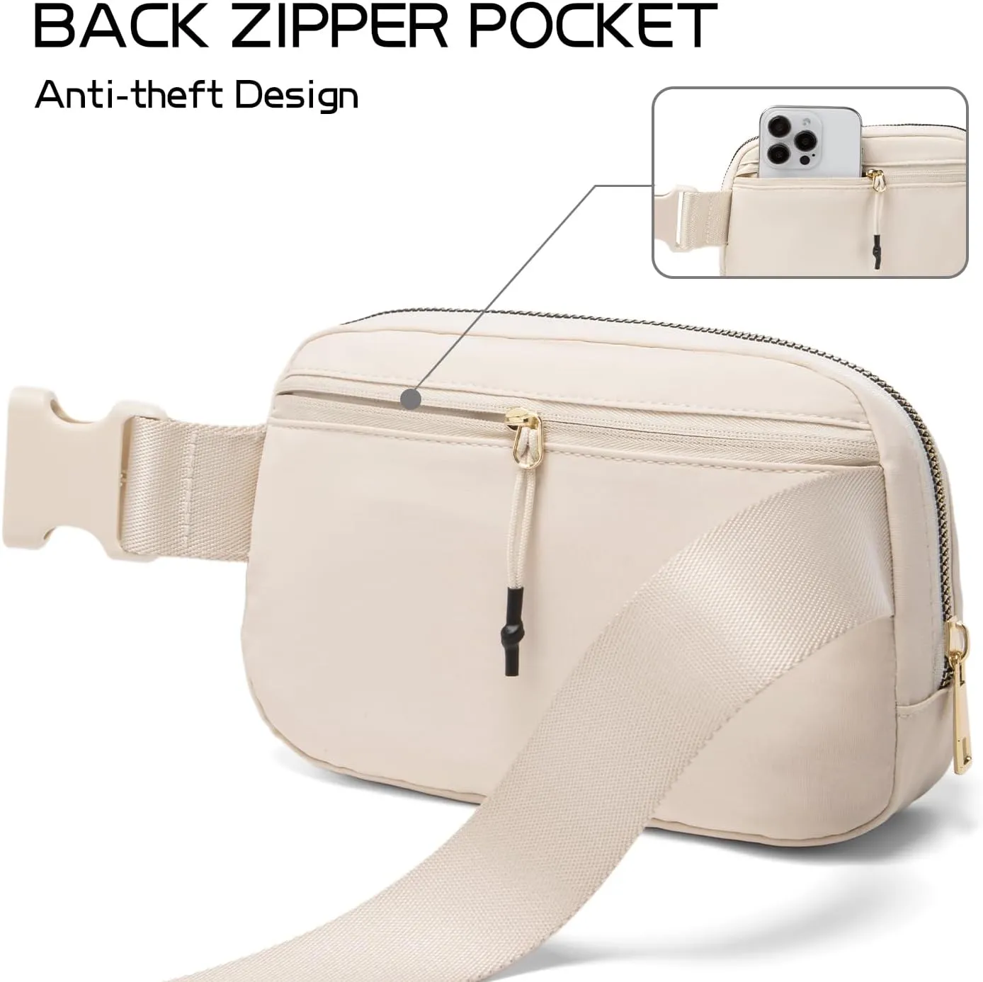 Gitus Belt Bag Fanny Pack Crossbody Bags with Initial Letter Patch Cute Stuff Birthday Gifts for Teenager Girls Trendy Preppy Stuff for Teen Girls Cool Stuff for Teens (Beige-J)