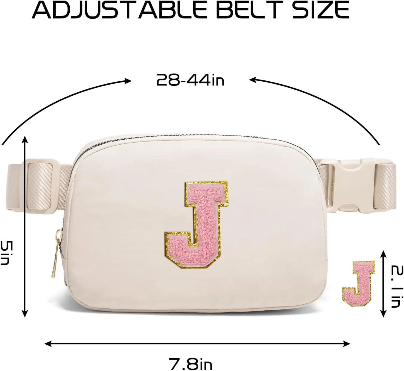 Gitus Belt Bag Fanny Pack Crossbody Bags with Initial Letter Patch Cute Stuff Birthday Gifts for Teenager Girls Trendy Preppy Stuff for Teen Girls Cool Stuff for Teens (Beige-J)