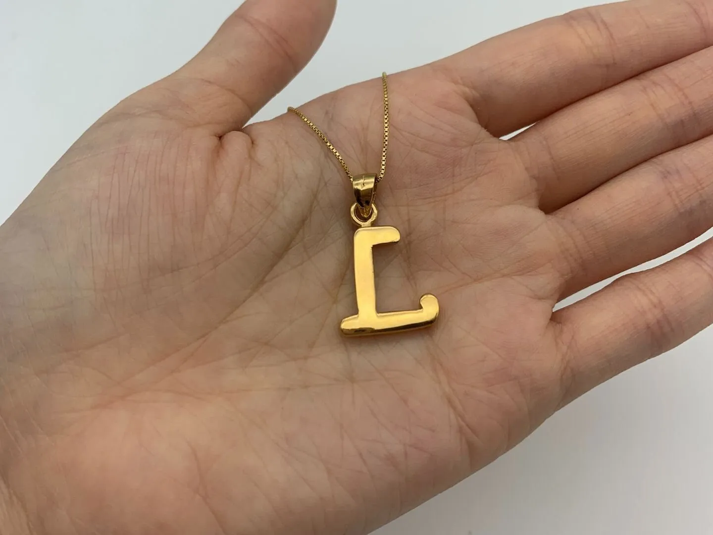 Gold Letter L Pendant - Alphabet Letter Necklace - Capital Letter L Pendant