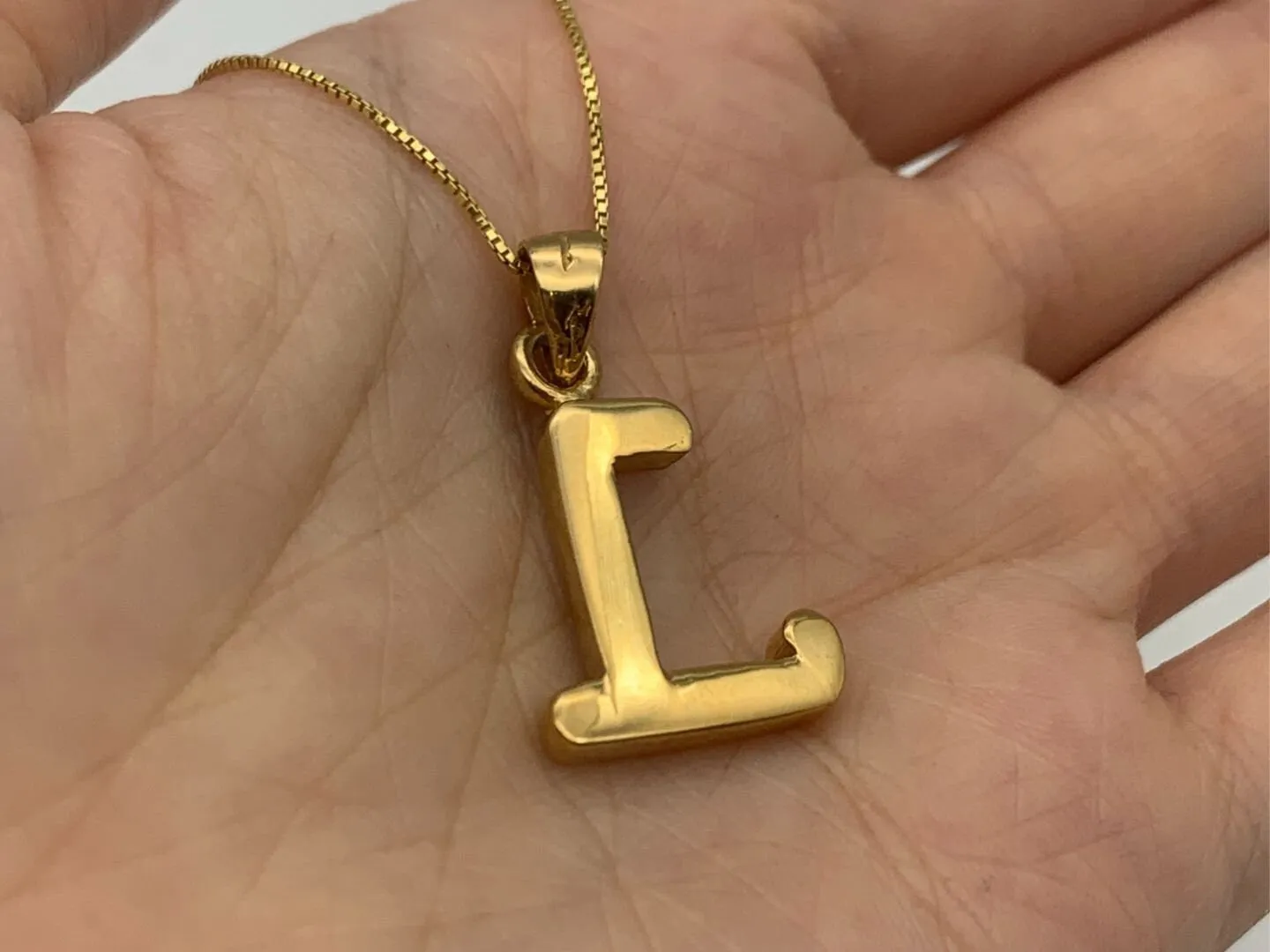 Gold Letter L Pendant - Alphabet Letter Necklace - Capital Letter L Pendant