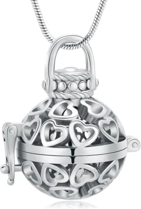 Heart Urn Necklace for Ashes Vintage Hollow Flower Cremation Jewelry for Ashes Necklace Memorial Locket Pendant Jar Keepsake Necklace for Ashes
