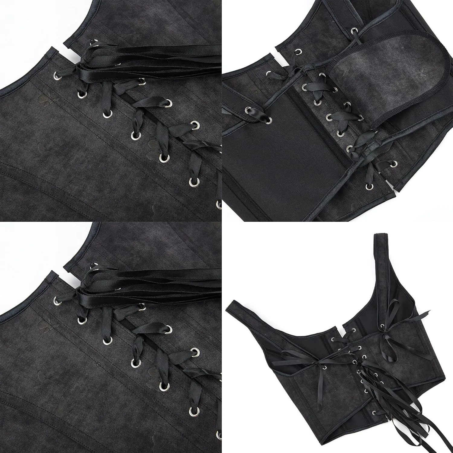 INOGIH Women's Gothic Lace-Up Bustier-Corset Shoulder-Straps Tank Overbust Corset Bustiers Sexy Lingerie Sets
