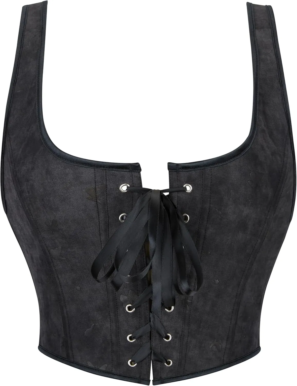 INOGIH Women's Gothic Lace-Up Bustier-Corset Shoulder-Straps Tank Overbust Corset Bustiers Sexy Lingerie Sets