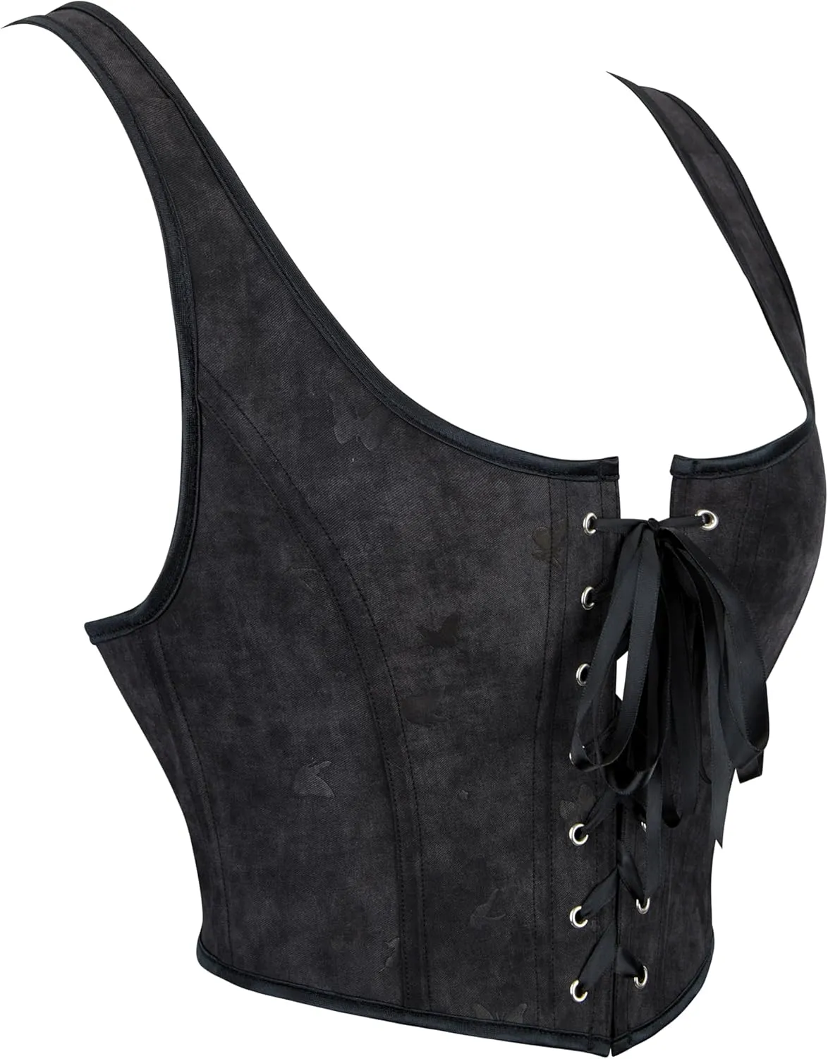 INOGIH Women's Gothic Lace-Up Bustier-Corset Shoulder-Straps Tank Overbust Corset Bustiers Sexy Lingerie Sets