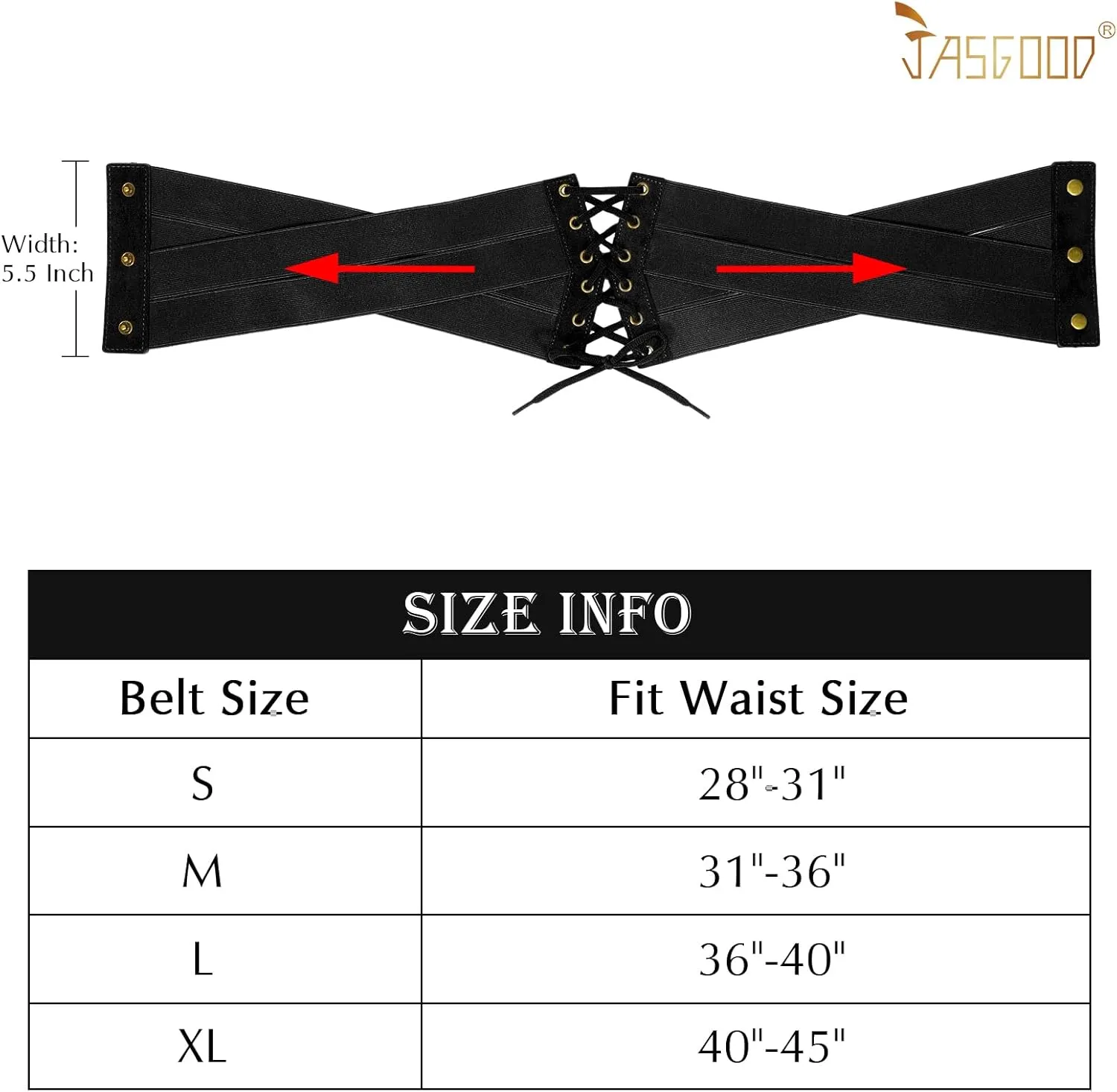 JASGOOD Women Corset Belt Elastic Costume Cinch Waist Belt Wide Wrap Retro High Waist Tied Up Belt Halloween Costume