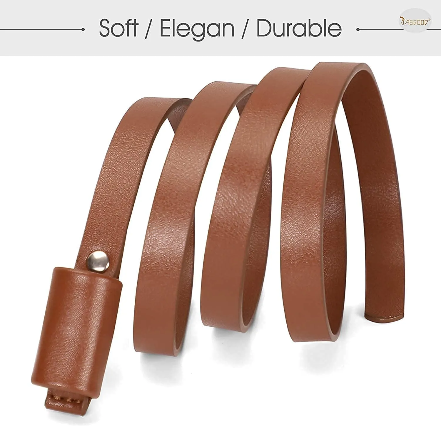 JASGOOD Women PU Leather Skinny Belt for Dress Adjustable Thin Waist Belt for Lady