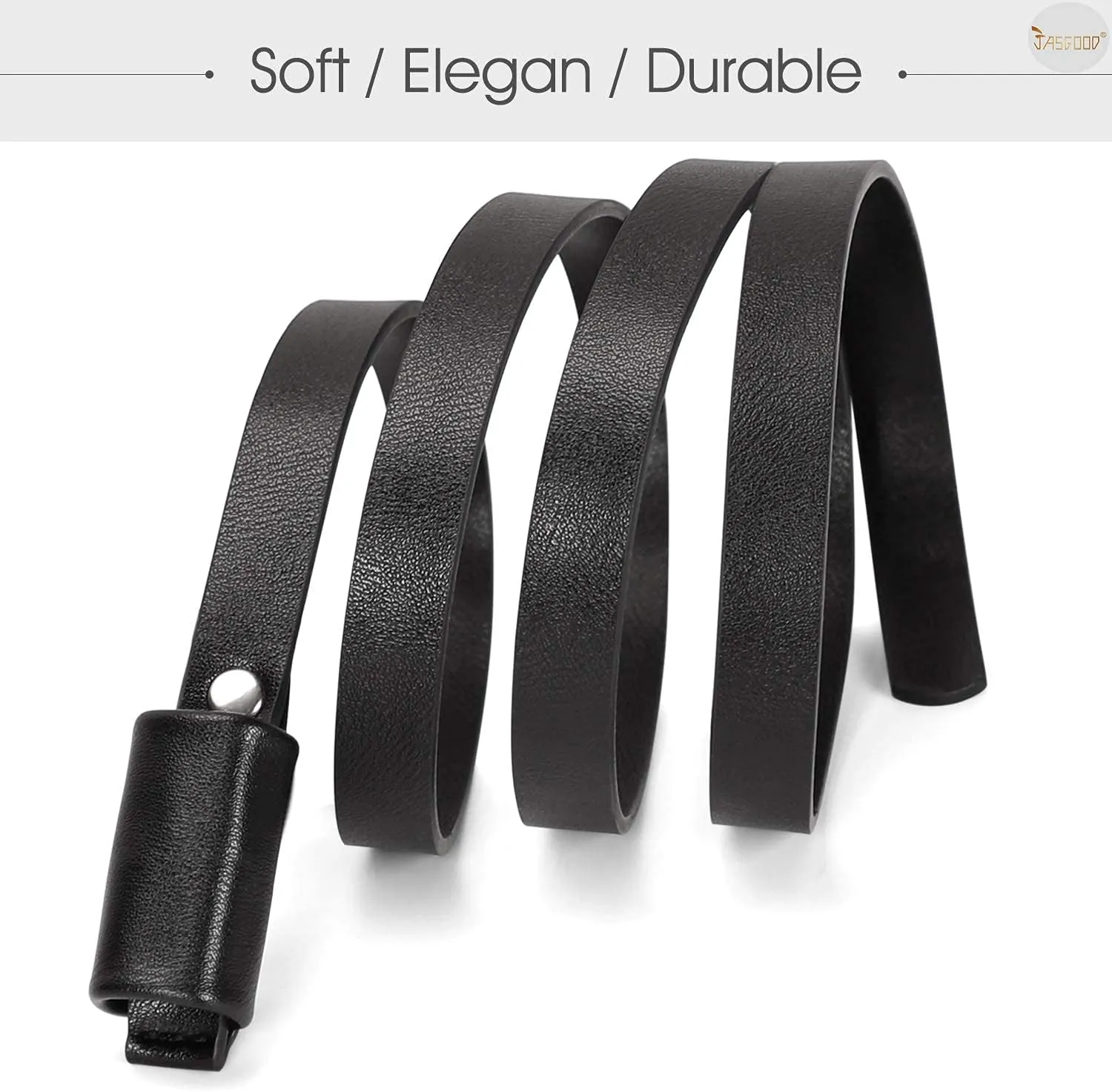 JASGOOD Women PU Leather Skinny Belt for Dress Adjustable Thin Waist Belt for Lady