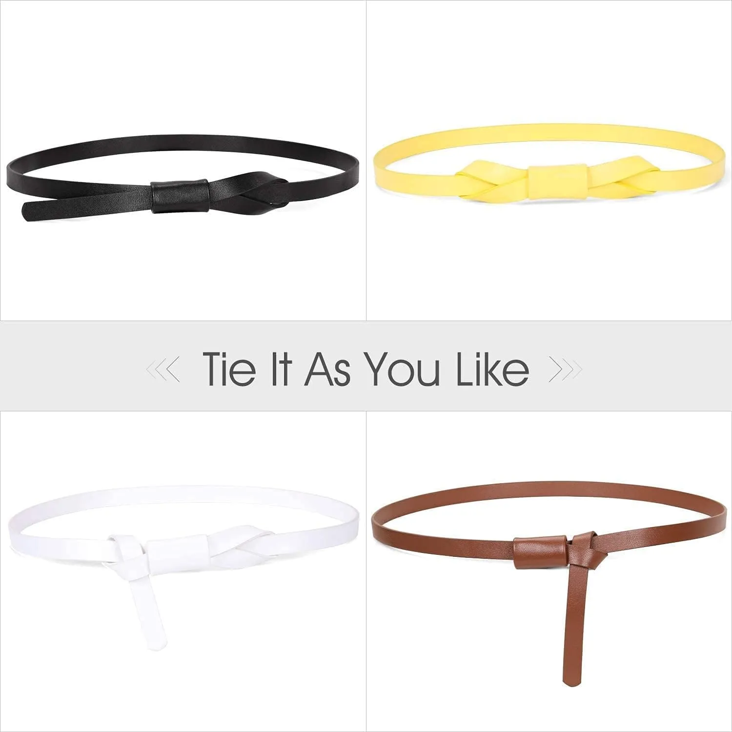 JASGOOD Women PU Leather Skinny Belt for Dress Adjustable Thin Waist Belt for Lady