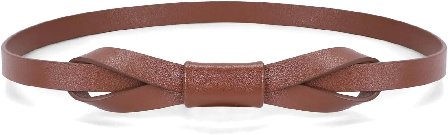 JASGOOD Women PU Leather Skinny Belt for Dress Adjustable Thin Waist Belt for Lady