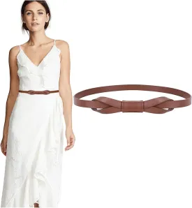 JASGOOD Women PU Leather Skinny Belt for Dress Adjustable Thin Waist Belt for Lady