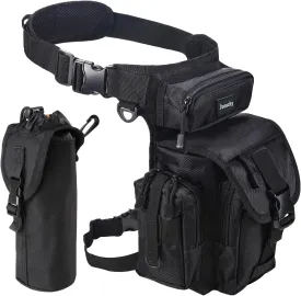Jueachy Drop Leg Bag for Men Tactical Metal Detecting Thigh Pack with Water Bottle Pouch