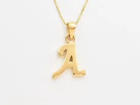 Letter A Gold Pendant - Alphabet Letter Gold Necklace, Initial A Necklace