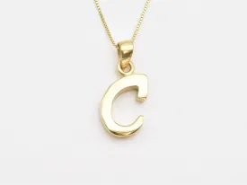 Letter C Gold Pendant - Alphabet Letter Necklace, Capital C Pendant