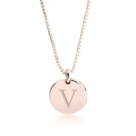 Letter Pendant Necklace Rose Gold Plated