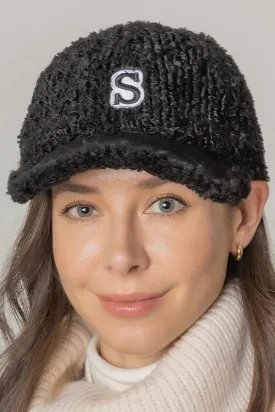 Letter S Chenille Patched Sherpa Baseball Cap
